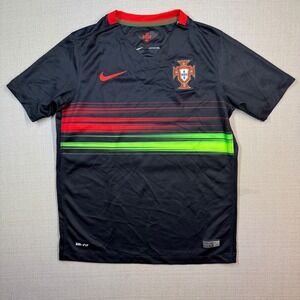 Nike Kids Portugal 2015 Football Soccer Away Jersey Black Size Medium